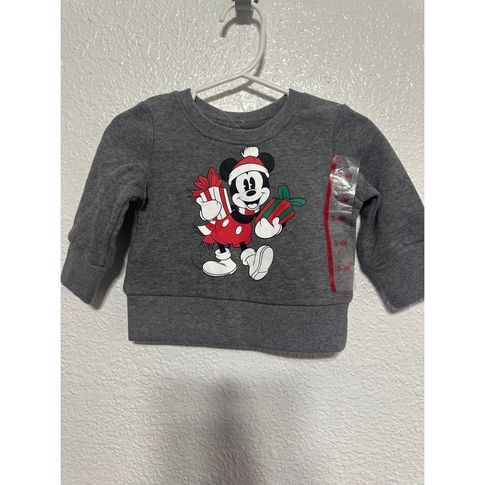 Disney Baby Mickey Mouse Christmas Gift Sweatshirt 3-6M Gray Long Sleeve